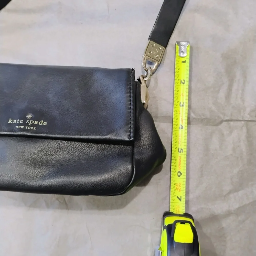 Kate Spade New York Black Leather Crossbody Shoulder Bag Designer Minimalistic